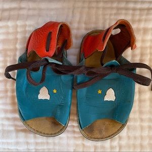 Soft Star Blue and Orange Rocket Sandals with Laces